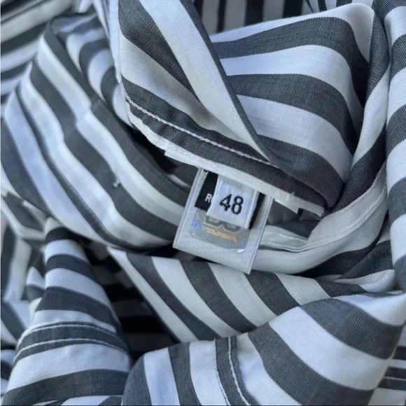 Dolce & Gabbana Button Down Shirt Black Gray Pinstripes Slim Fit Size 48 - Picture 6 of 8